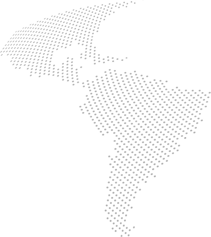 Mapa de Latinoamérica con puntos de presencia de Bibar